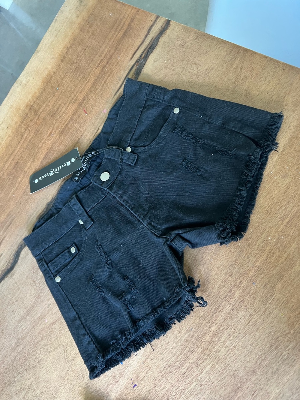 Kettle Black distressed denim shorts